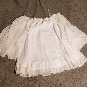 Lane Bryant Flowy White Off Shoulder Shirt Blouse